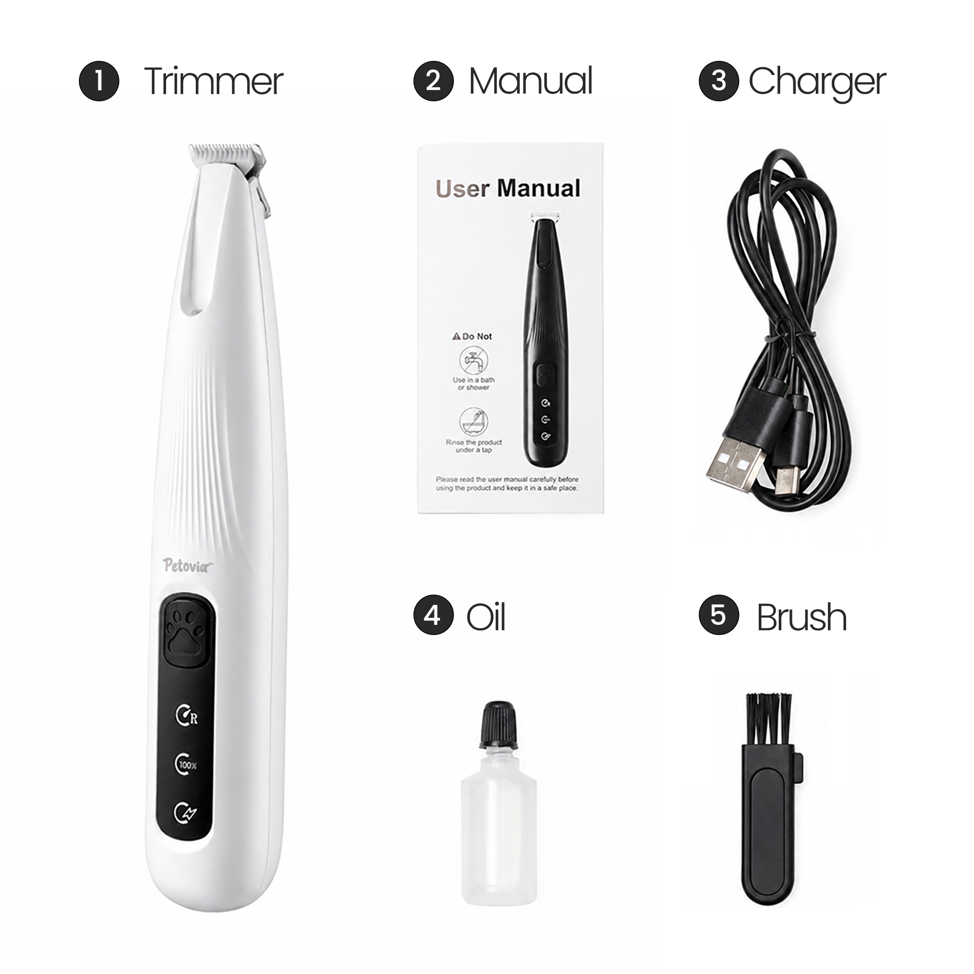 Petovia Whisper Quiet Dog Paw Trimmer & Clippers for Dogs & Cats, For Nervous Pets